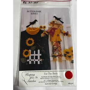 NEW Keeping You In Stitches-For The Birds Button Babe Series Shirt Scarecrow Set